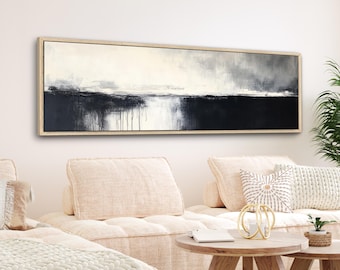 Framed Canvas Wall Art: Modern Minimalist Black and White - Large Size