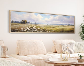 Vintage Wildflowers Canvas Wall Art: Large Framed Countryside Print