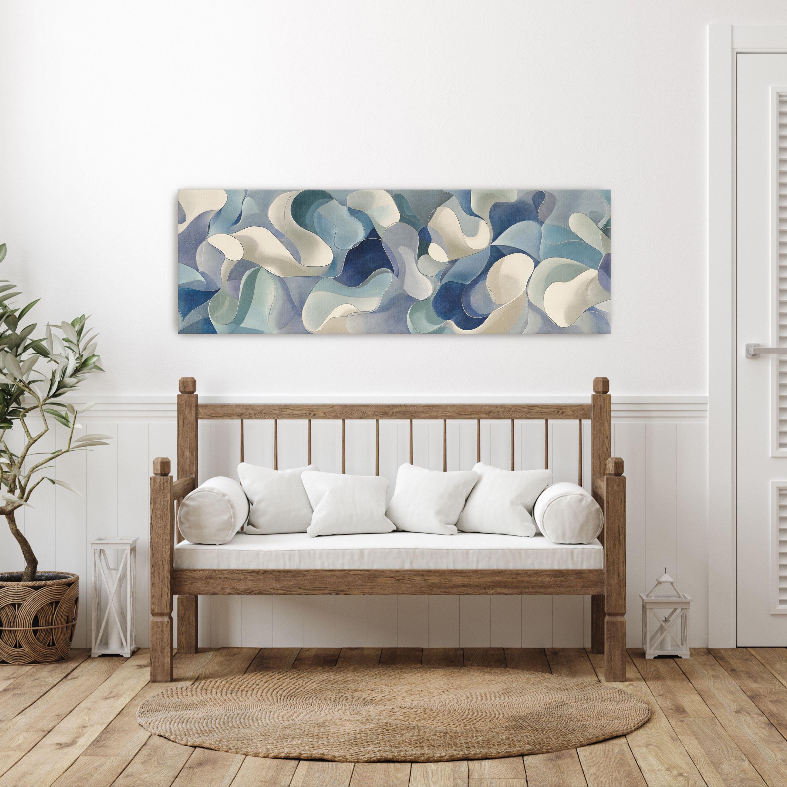 Abstract Blue Canvas Wall Art, Wide Horizontal Painting Large Size - Etsy