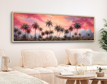Tropical Sunset Canvas Print: Palm Tree Beach Wall Art