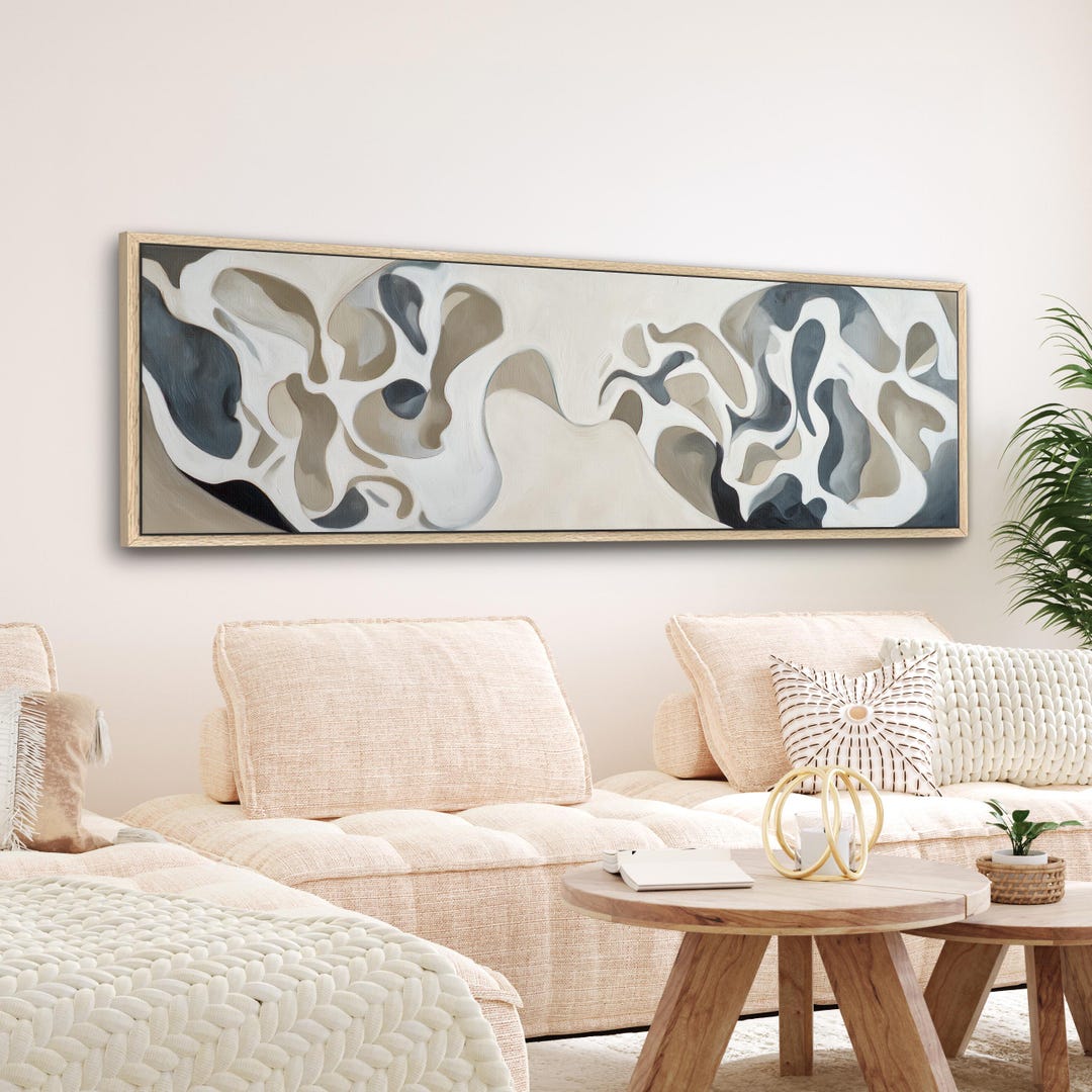 Neutral Abstract Canvas Print, Large Modern Wall Art, Beige and Taupe ...