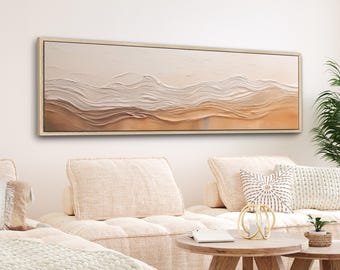 Boho Wave Canvas Print | Modern Neutral Wall Art | Large Horizontal Framed Canvas | Above Bed/Sofa Decor | Living Room Artwork | #175