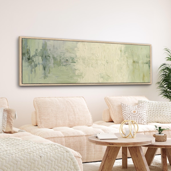 Sage Green Abstract Canvas Print - Large Modern Wall Decor