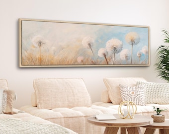 Dandelion Wall Art: Neutral Minimalist Floral Canvas Print