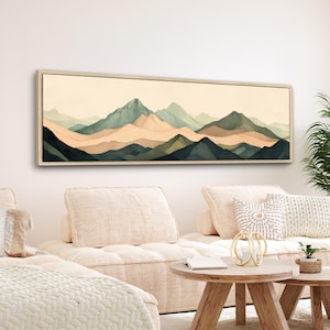 Earthy Mountains Canvas Print | Large Horizontal Wall Art | Abstract Mid Century Modern Decor | #470