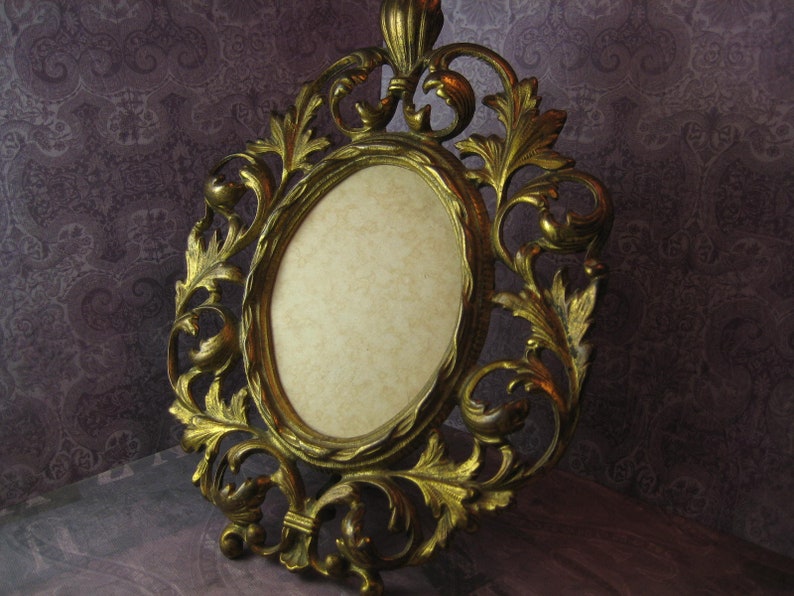 Gilded Bronze Picture Frame Oval Table Top Standing Gilt Frame Etsy