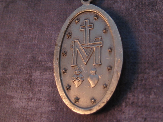 Virgin Mary Miraculous Mary medallion Oval Sterli… - image 5