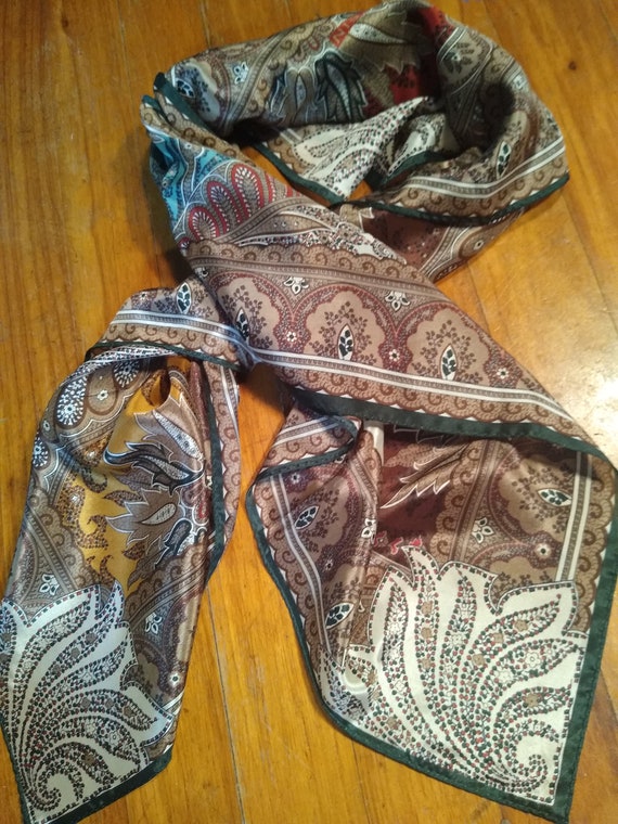 Anne Klein silk scarf cocoa paisley - image 5