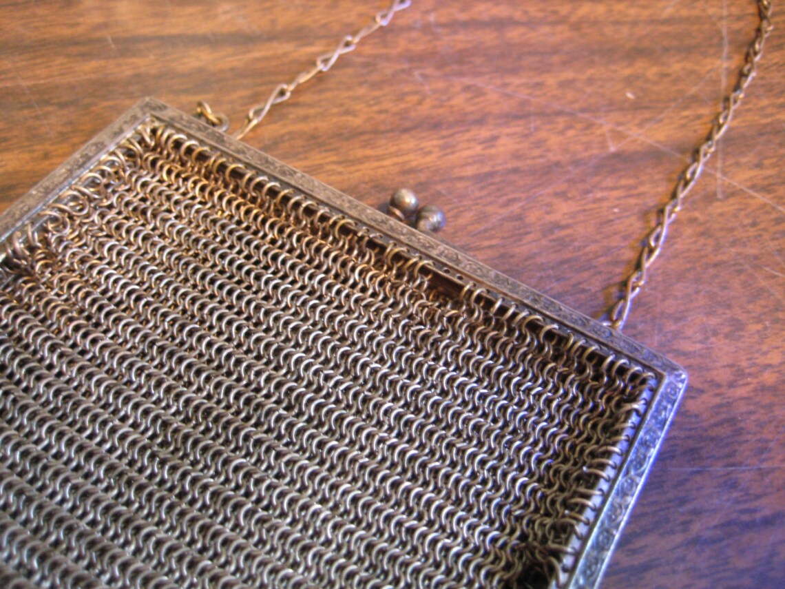 Chain Mail Purse Silver Plate Metal Mesh Change Purse Etsy