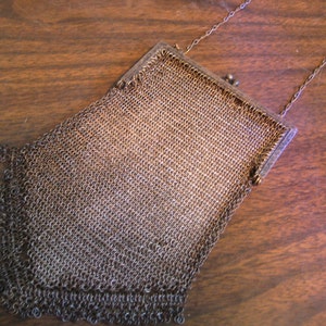 Chain mail purse silver plate metal mesh change purse