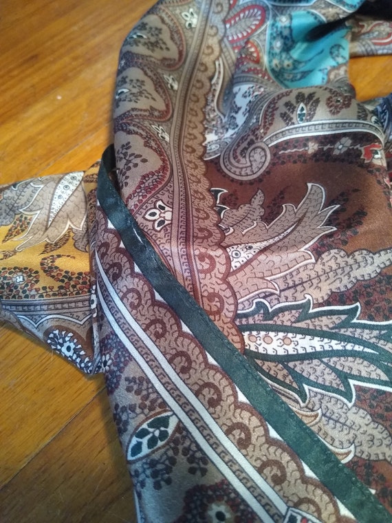 Anne Klein silk scarf cocoa paisley - image 10