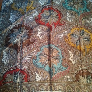 Anne Klein silk scarf cocoa paisley