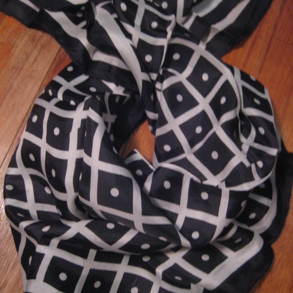 Jean Ete black and white silk scarf Square scarf