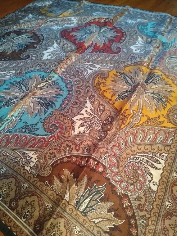 Anne Klein silk scarf cocoa paisley - image 9