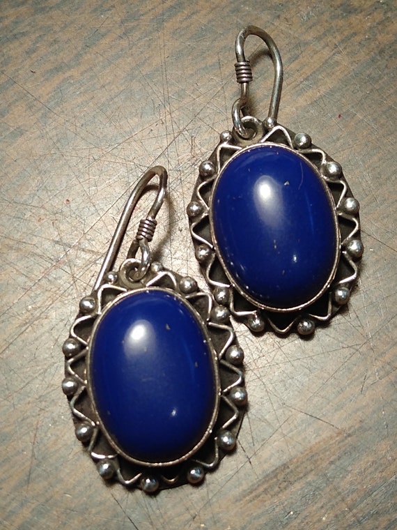 Deep blue Lapis Sterling earrings - image 2