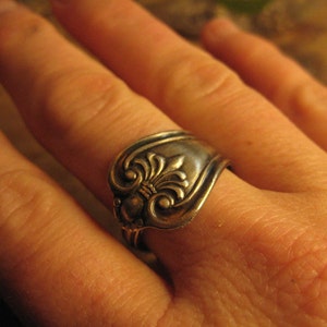 Sweet Spoon ring silver plate size 7.5 nice fit low profile handmade image 1