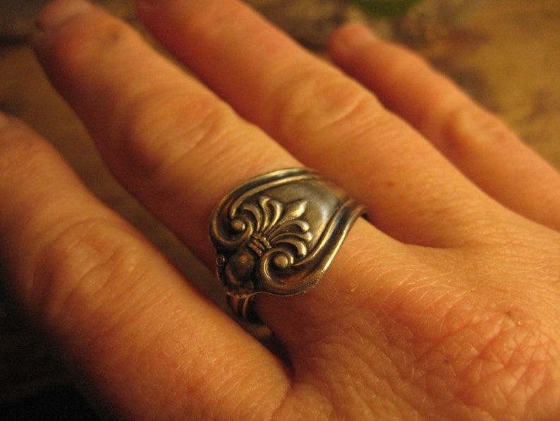 Sweet Spoon ring silver plate size 7.5 nice fit low profile handmade image 1