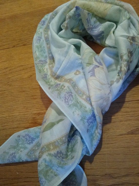 Liz Claiborne silk scarf light blue floral