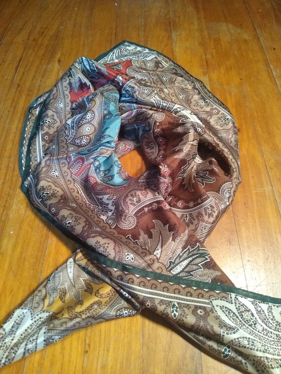 Anne Klein silk scarf cocoa paisley - image 4