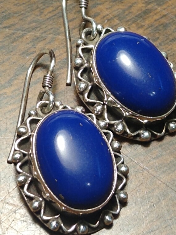 Deep blue Lapis Sterling earrings - image 3