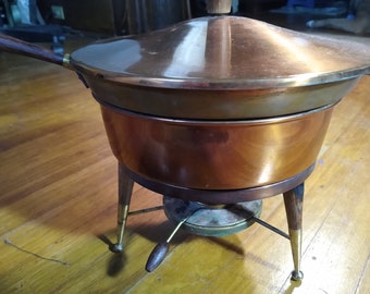 Copper Chafing dish & burner mid century