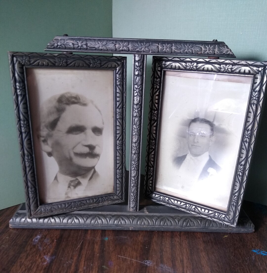 Swiveling Frames Double Picture Frame With Vintage Photgraphse Etsy