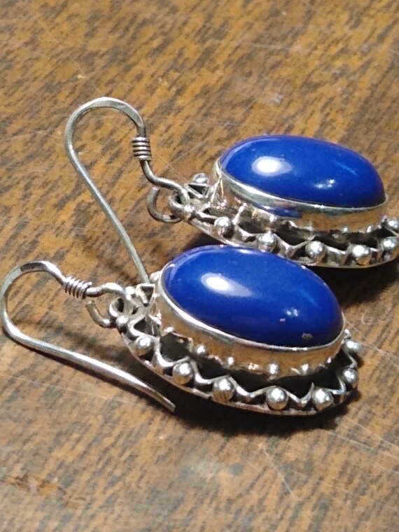 Deep blue Lapis Sterling earrings - image 8