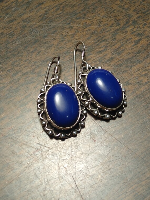 Deep blue Lapis Sterling earrings - image 4