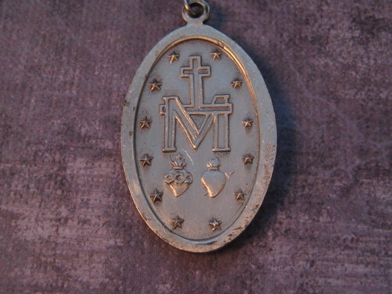 Virgin Mary Miraculous Mary medallion Oval Sterli… - image 4