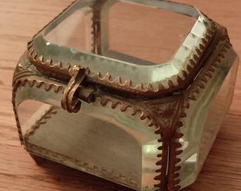 Victorian trinket box beveled glass