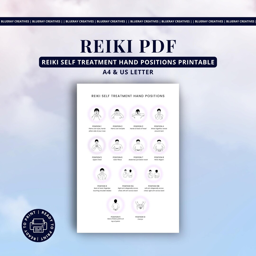 Guia de Posições das Mãos de Reiki: Quadro de Autocura (A4/Carta EUA ...
