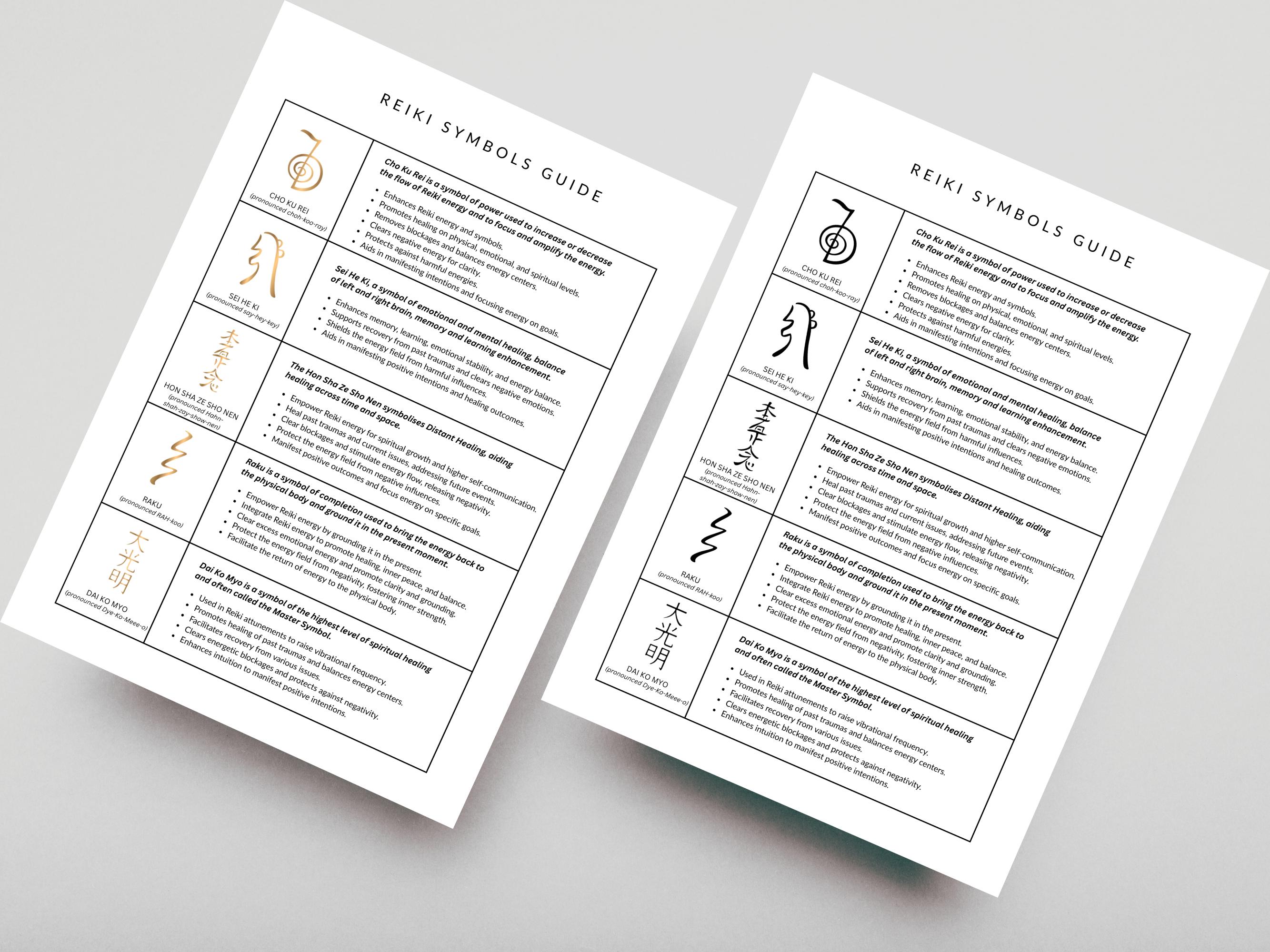 Reike Letters Reiki Symbols Guide Sheet Printable | Usui Reiki Symbols Chart With ...