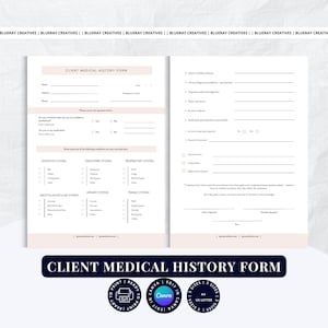 Modulo di ammissione al cliente olistico, modulo cliente Reiki, PDF di consulenza sul benessere, stampabile della storia medica, lettera A4 USA, modello di benessere