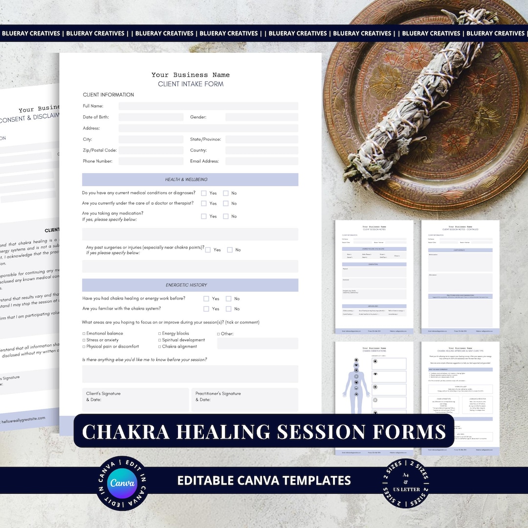 Chakra Clientform Chakra Healing Session Forms, Printable Client Intake Sheets, Energy ...