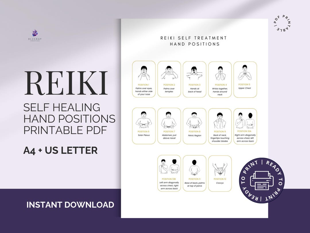 Reike Letters Reiki Self Healing Hand Positions Guide | Reiki Hand Chart Printable ...