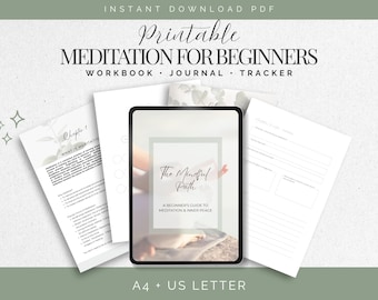 Beginner Meditation Workbook PDF | Mindfulness Journal & Meditation Tracker | Guided Meditation for Beginners | Self Care Printable
