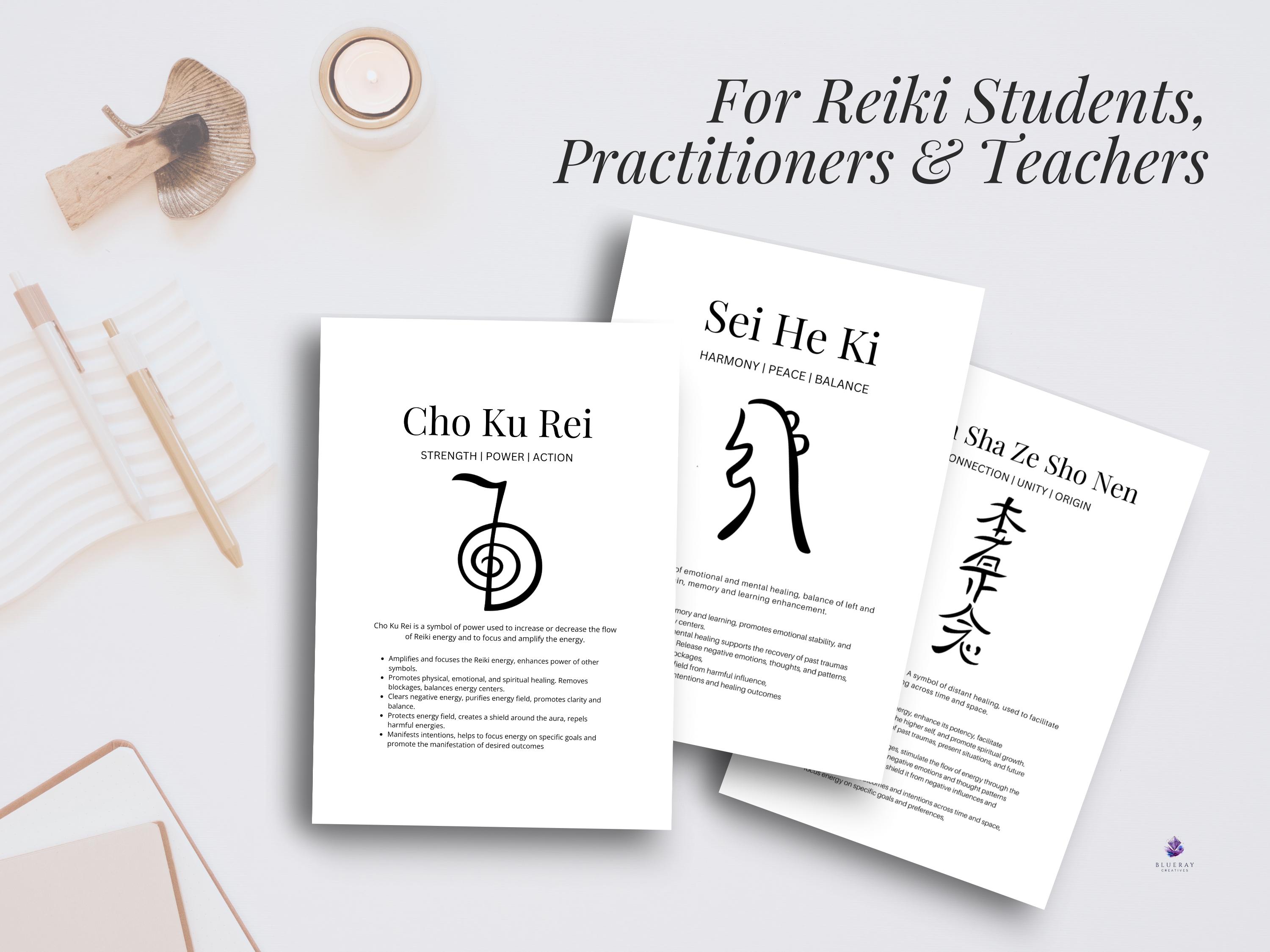 Reike Letters Reiki Symbols Guide Printable | Usui Reiki Wall Art & Teaching Handout ...