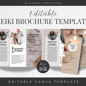 Editable Reiki Brochure Canva Template | A4 + US LETTER