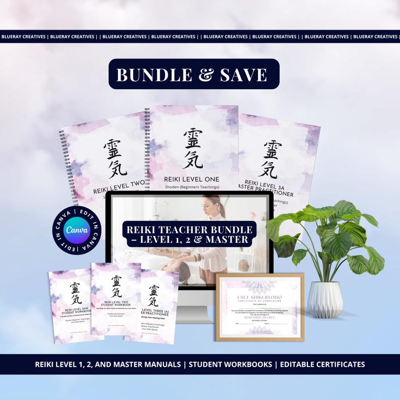 Reike Letters Editable Reiki Level 2 Manual Template | Reiki Teacher Workbook ...