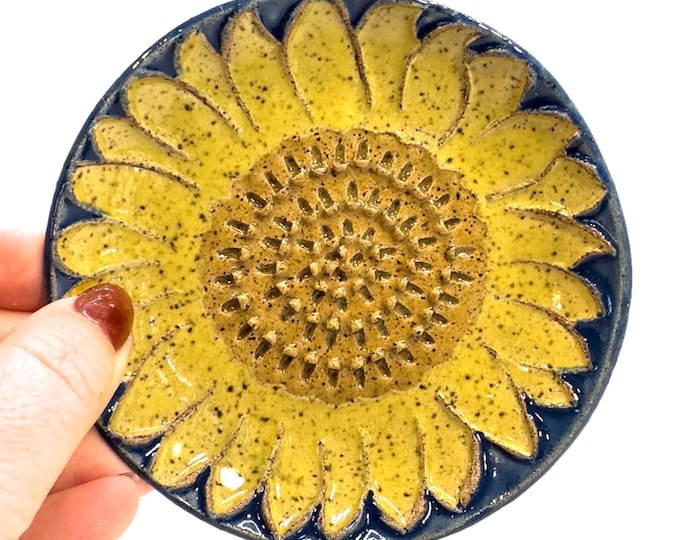 Sunflower Dance Rustic green Garlic Grater handmade