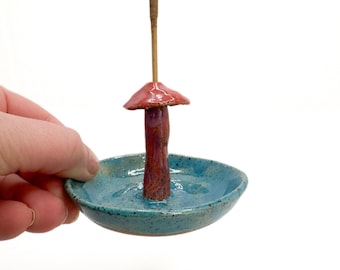 Pink Mushroom incense burner and trinket dish