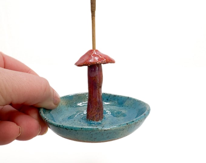 Pink Mushroom incense burner and trinket dish