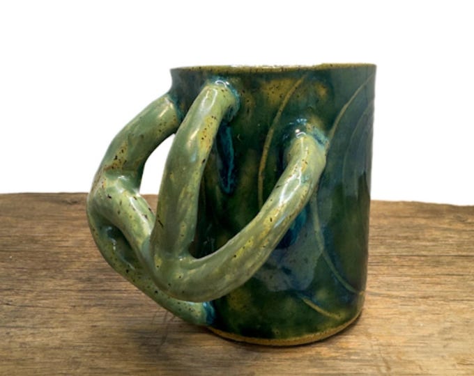 Abstract Vines Handle Mug Handmade