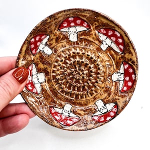 Fairy Ring Fly Agaric Brn Mushroom Garlic Grater handmade