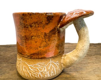 Wax Cap Brown Cap Mushroom Mug Handmade