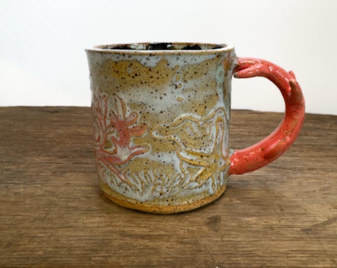 Espresso Cup underwater coral  handmade Mini Mug