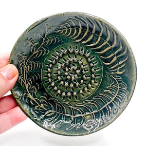 Forest Green Fern Garlic Grater handmade