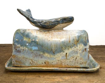 Whale Splash Butter Dish handmade
