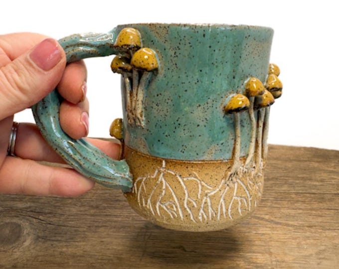Magic Mushrooms and Roots Mugs Handmade