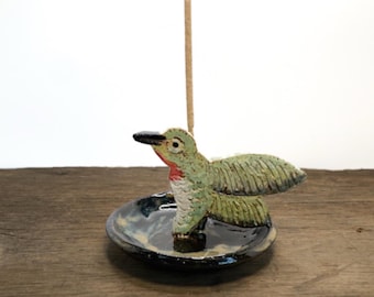 Hummingbird Ceramic Incense jewelry Holder hand made